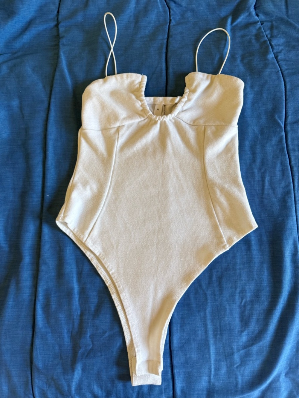 White Spaghetti-Strap One-Piece Loetard